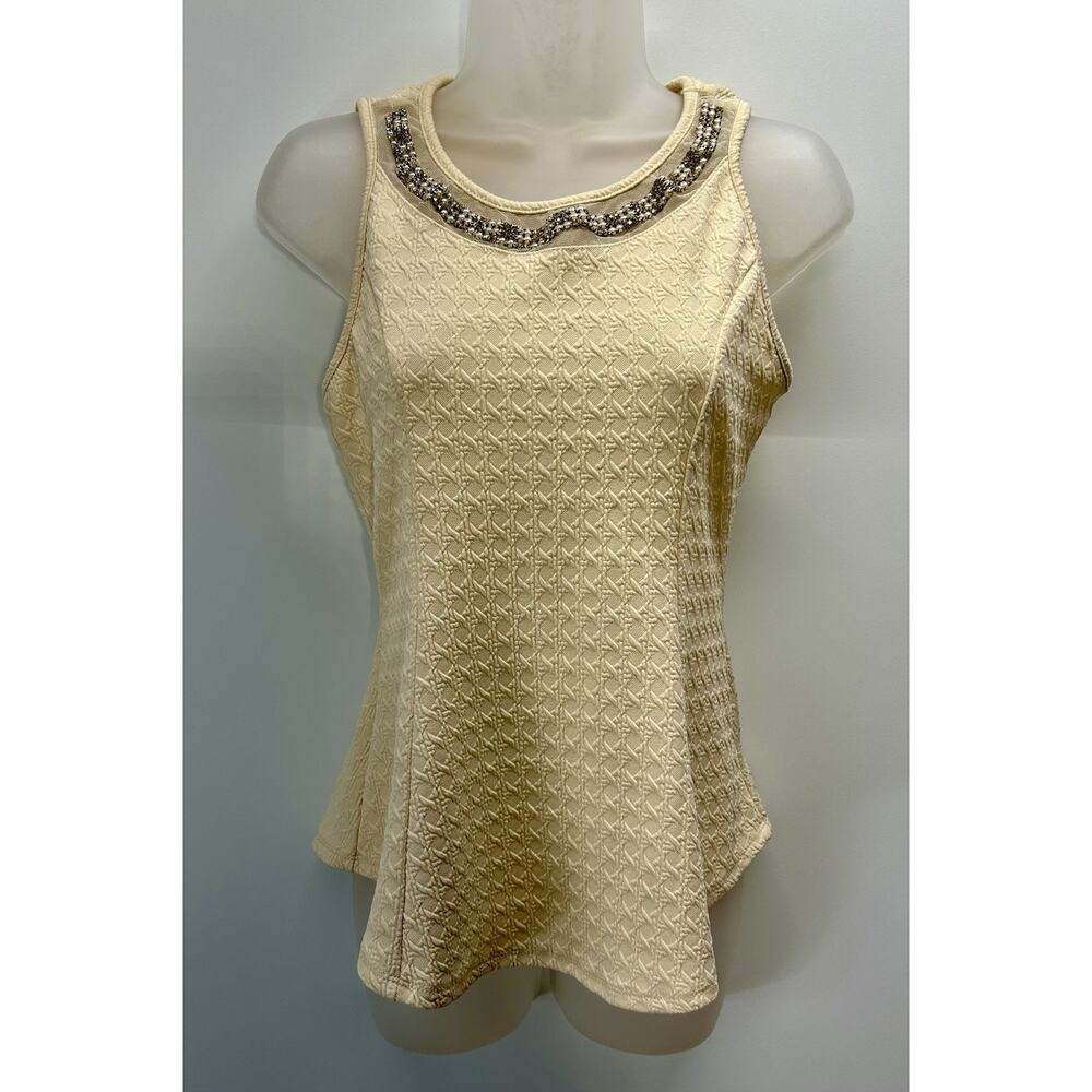 23 Love Street Cream Sleeveless Top With Sequins Blouse Womens Size Large.